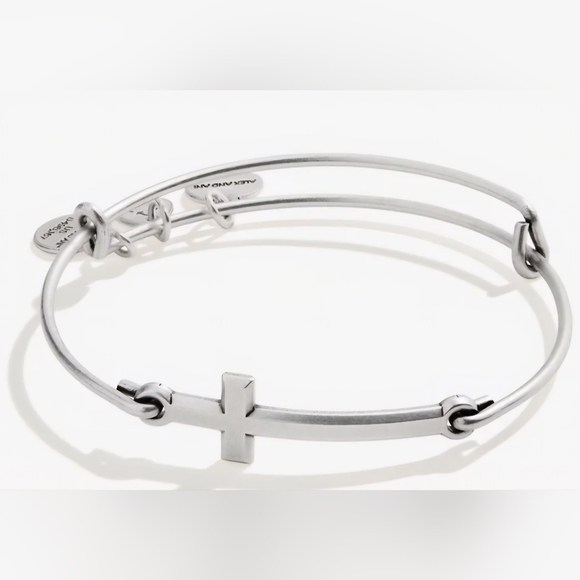Alex Ani Spiritual Armor Cross Inline Charm Bracelet - Picture 1 of 4
